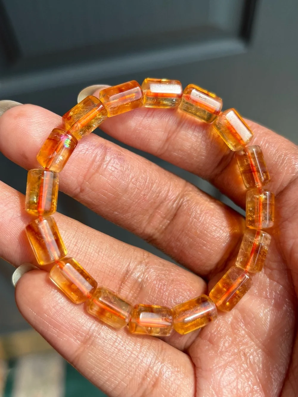 HQ Golden Citrine Barrel Crystal Bracelet